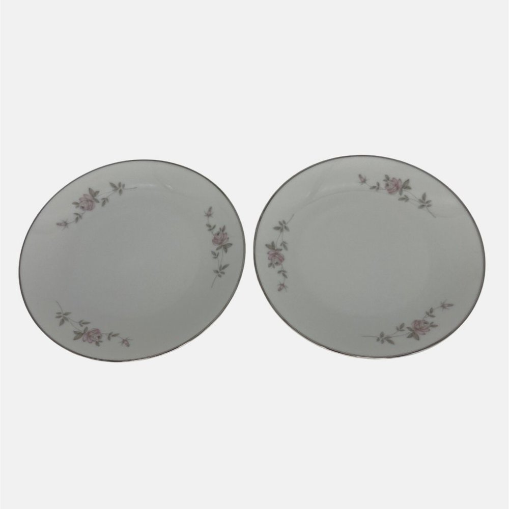 Noritake China Bellemead 2 Bread Plates 6.25" 6314 Japan White Platinum Trim